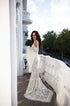 Mermaid gown Nude wedding dress